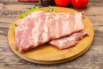 Raw pork ribs for cooking