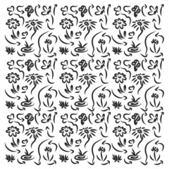 seamless pattern with flowers hand drawn