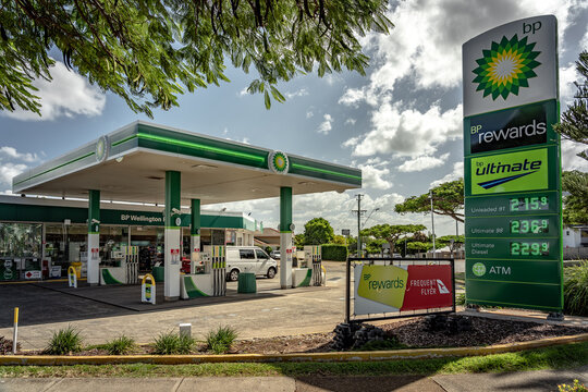 Brisbane, Queensland, Australia - Mar 20, 2022: Fuel prices at the local BP petrol station