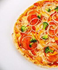 Vegetarian pizza with vegetables and cheese