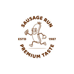 Illustration of Sausage food logo vector design. Sausage logo vintage style. Sausage logo design inspiration template