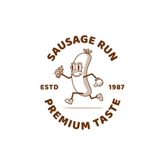Illustration of Sausage food logo vector design. Sausage logo vintage style. Sausage logo design inspiration template