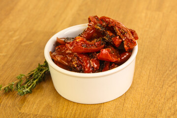 Sun-dried natural Italian tomato in the bowl