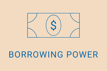Obraz premium borrowing power . Minimalist dollar image. Simple illustration on financial theme. borrowing power blue logo. Beige XX background. Economic banner.ART blur