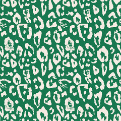 Jade green and cream jaguar fur seamless pattern