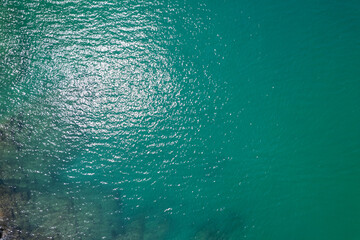 Sea surface aerial view,Bird eye view photo of blue waves and water surface texture Blue sea background Beautiful nature Amazing view