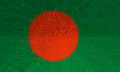 Bangladesh  flag. BD national goverment logo. State banner of capital of  Dhaka  city. Bangladesh  patriotism symbol. Nation independence BGD. Flag styling extrusion of pyramid. 3D Image