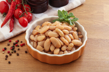 Whinte canned kidney beans in the bowl