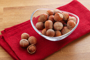 Hazelnut heap in the bowl