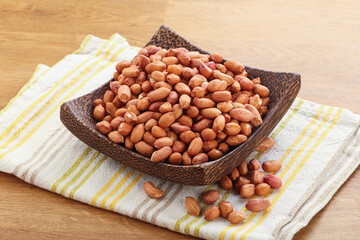 Raw peanut heap in the bowl