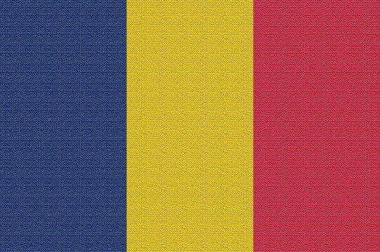 Chad  flag. CL national goverment logo. State banner of capital of  N'Djamena . Chad  patriotism symbol. Nation independence CHL. Flag with filter texturization. 2D Image