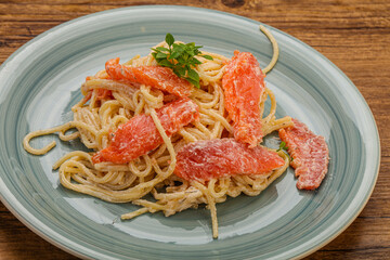 Pasta with salmon  and cream cheese