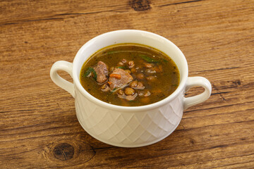 Lentil soup with chicken and vegetables