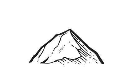 Stone rock from afar. A piece of cliff. In the style of contour engraving. Outline sketch. Hand drawing is isolated on a white background. Vector