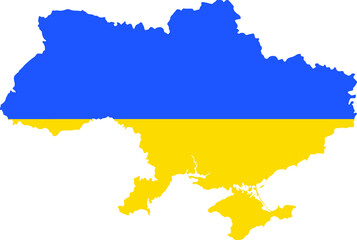 Map of Ukraine with a Ukrainian flag background. Stand for Ukraine concept