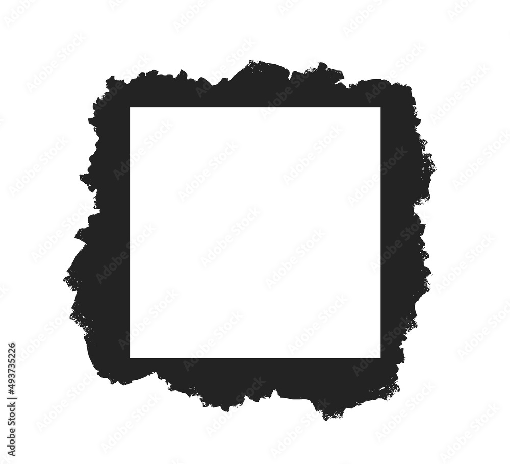 Poster grunge stencil square frame with brush painted frame. template with brush stroke. rectangular border