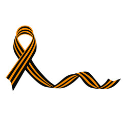 Banner with Black and Gold Ribbon of St George Realistic Red Ribbon. Design Template for Infographics, advertising or websites magazines on white background 