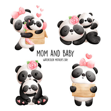 Happy mother's day panda, vector illustration