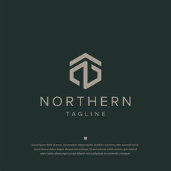 Letter N with north arrow logo icon design template flat vector