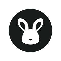 Cute abstract rabbit head with heart shaped nose circle logo icon