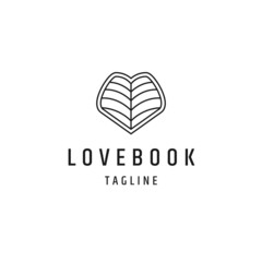 Love book line logo icon design template