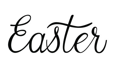 Lettering on the theme of Easter. Black vector image on a white background universal lettering for use. You can design postcards, banners for the site, social networks, booklets and other typography.