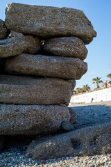 big beach stones by the sea