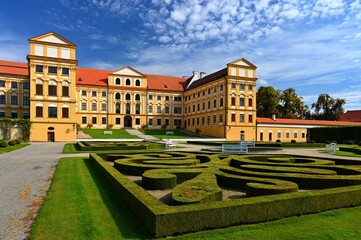 Beautiful castle with garden in summer. Jaromerice nad rokytnou - Czech Republic.