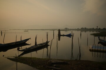 fishing boats in the morning