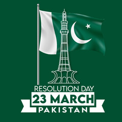 Pakistan Resolution Day, 23rd of March, with creative design vector illustration