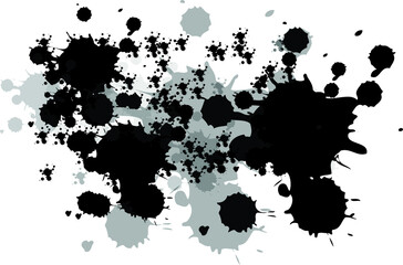 black ink splashes, brush pattern design on white background, brush ink stain, creativity with brush 