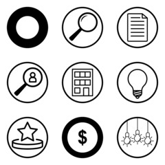 Circles Flat Icon Set Isolated On White Background