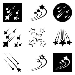 Starfall Flat Icon Set Isolated On White Background