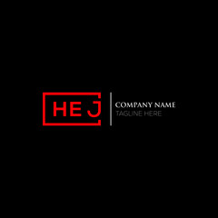 HEJ logo monogram isolated on circle element design template, HEJ letter logo design on black background. HEJ creative initials letter logo concept.  HEJ letter design. - obrazy, fototapety, plakaty