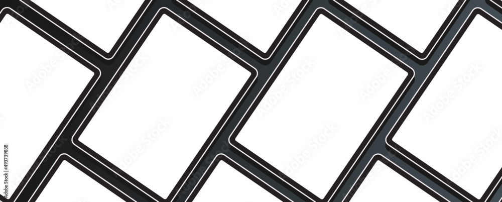 Poster tablet pc screen and simple empty view flat vector illustration.