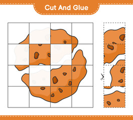 Cut and glue, cut parts of Cookie and glue them. Educational children game, printable worksheet, vector illustration