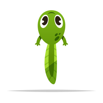 green tadpole cartoon character isolated clip art preview