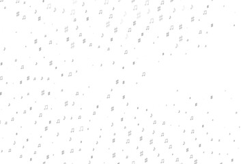 Light Silver, Gray vector backdrop with music notes.