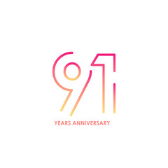 91 anniversary logotype with gradient colors for celebration purpose and special moment