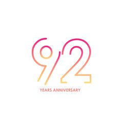 92 anniversary logotype with gradient colors for celebration purpose and special moment