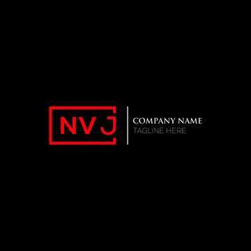 NVJ logo monogram isolated on circle element design template, NVJ letter logo design on black background. NVJ creative initials letter logo concept.  NVJ letter design.