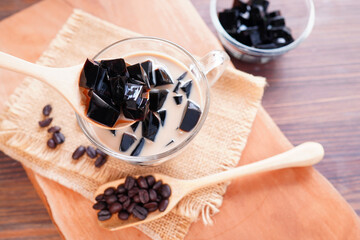 coffee and black jelly and coffee beans in the near term summer