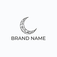 Fototapeta premium crescent moon and star logo design geometric icon vector, ramadan kareem, crescent moon and star illustration