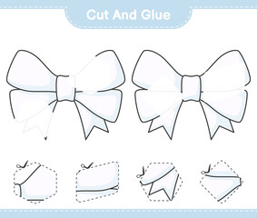 Cut and glue, cut parts of Ribbon and glue them. Educational children game, printable worksheet, vector illustration
