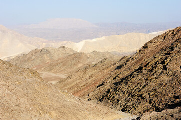 Walk through the mountains near the Gulf of Eilat Red Sea in Israel