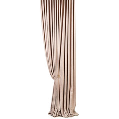 long curtain with pleats and with a fastener, on a white background