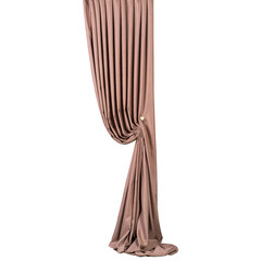 long brown curtain with pleats and with a fastener, on a white background