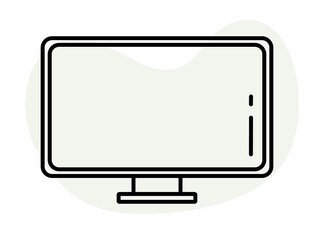 Computer monitor flat hand-drawn doodle Vector illustration