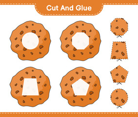 Cut and glue, cut parts of Cookie and glue them. Educational children game, printable worksheet, vector illustration