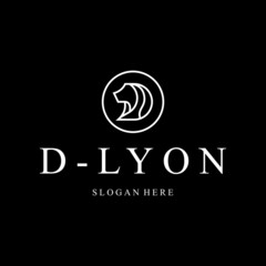 luxury D letter and lion logo design concept